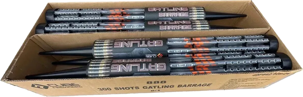 8x Gatling Barrage case deal by Cube Fireworks