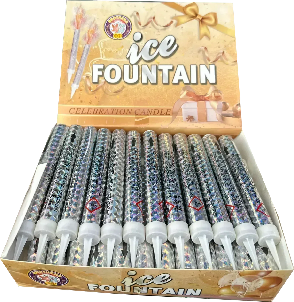 Box of 36 Ice Fountains case deal by Brothers Pyrotechnics