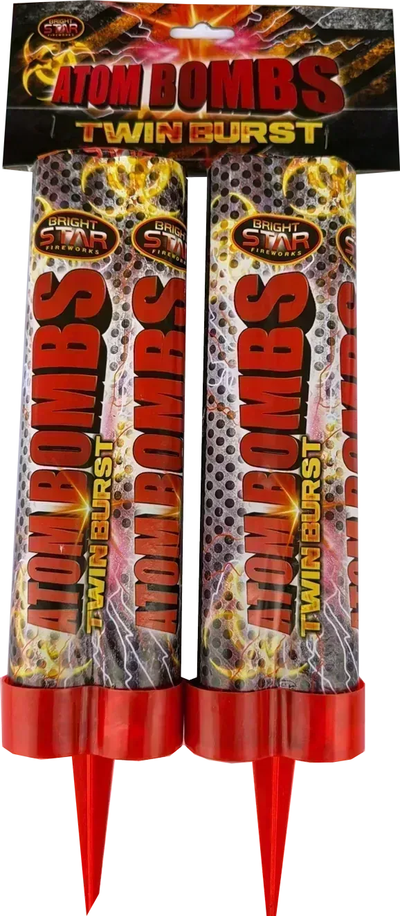 Atom Bombs Roman candles by Bright Star, F2 firework with double-burst shots