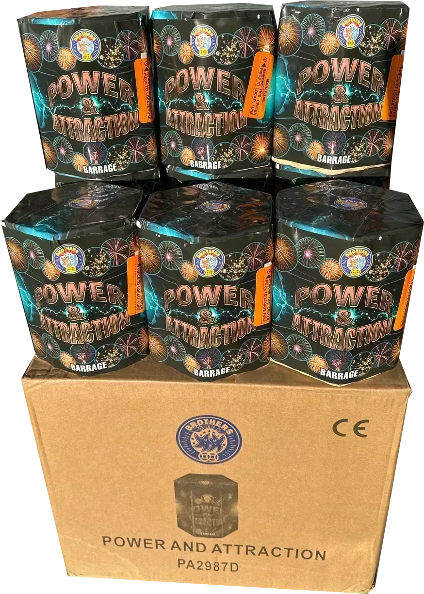 12x Power & Attraction cake case, Brothers Pyrotechnics, 1.3G F2