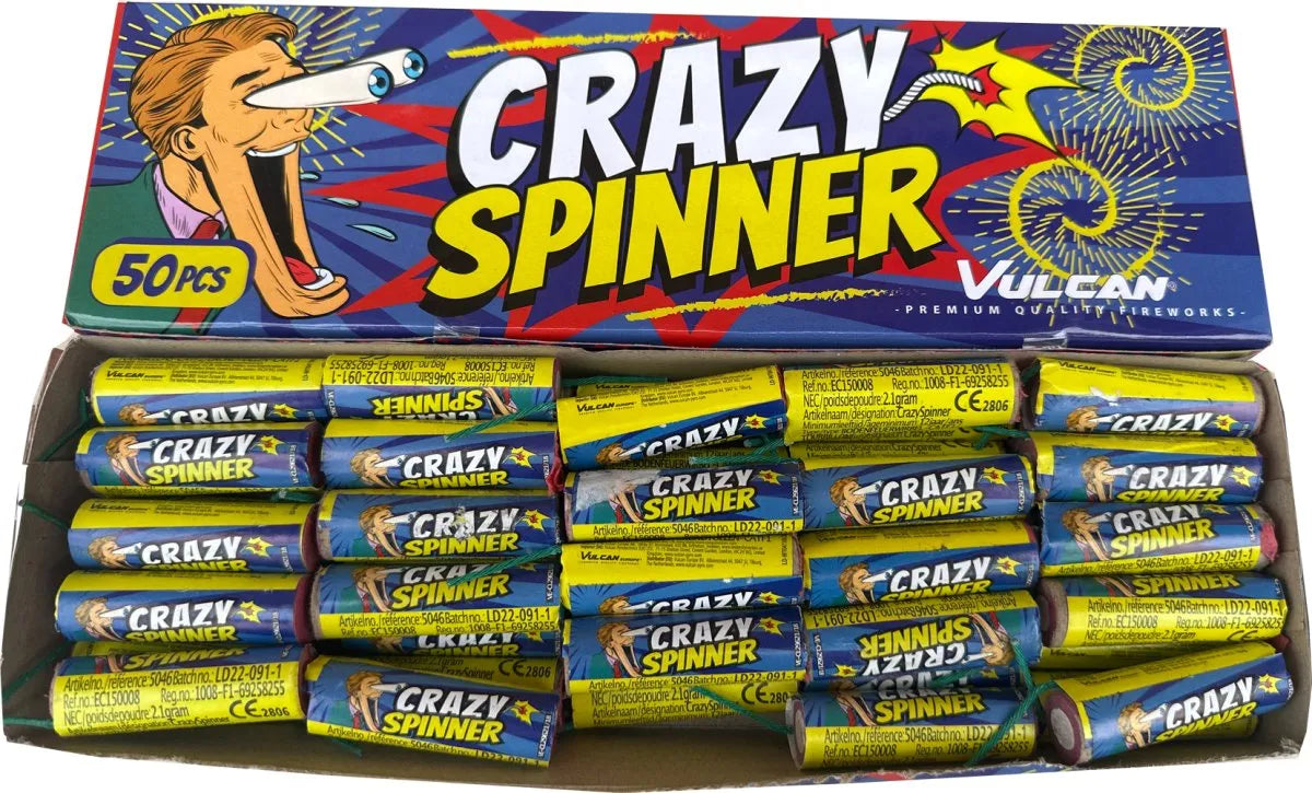 Crazy Spinners by Vulcan Fireworks, 50-pack of F1 ground spinner fireworks for back-garden displays