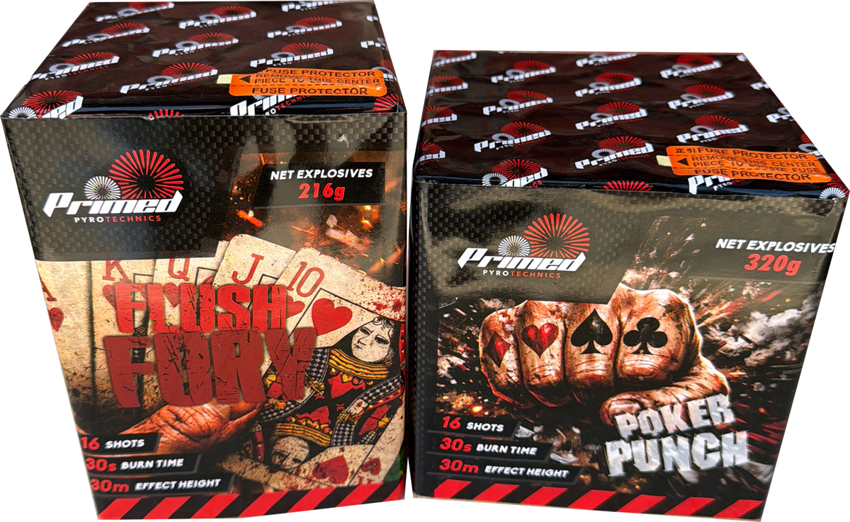 Flush Fury & Poker Punch firework bundle by Primed Pyrotechnics
