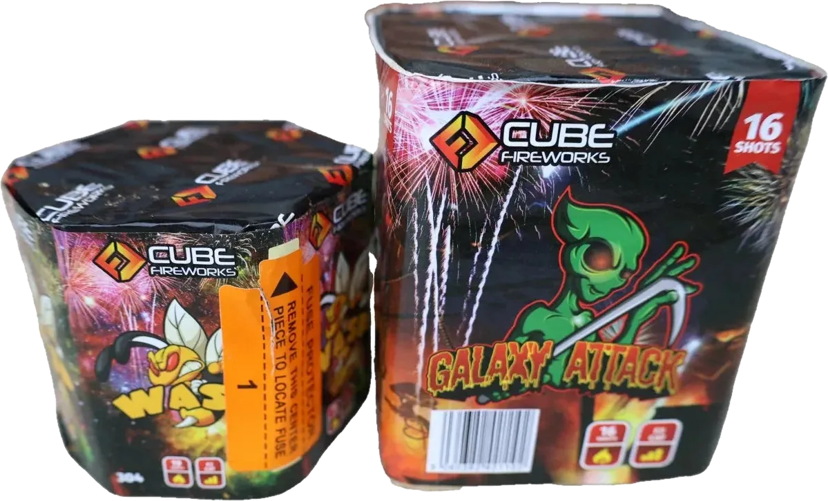 Galaxy Attack and Wasp two-cake F2 deal by Cube Fireworks
