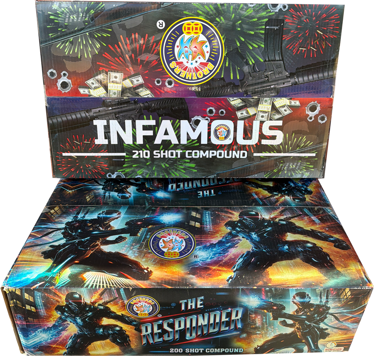 Infamous & The Responder firework bundle by Brothers Pyrotechnics