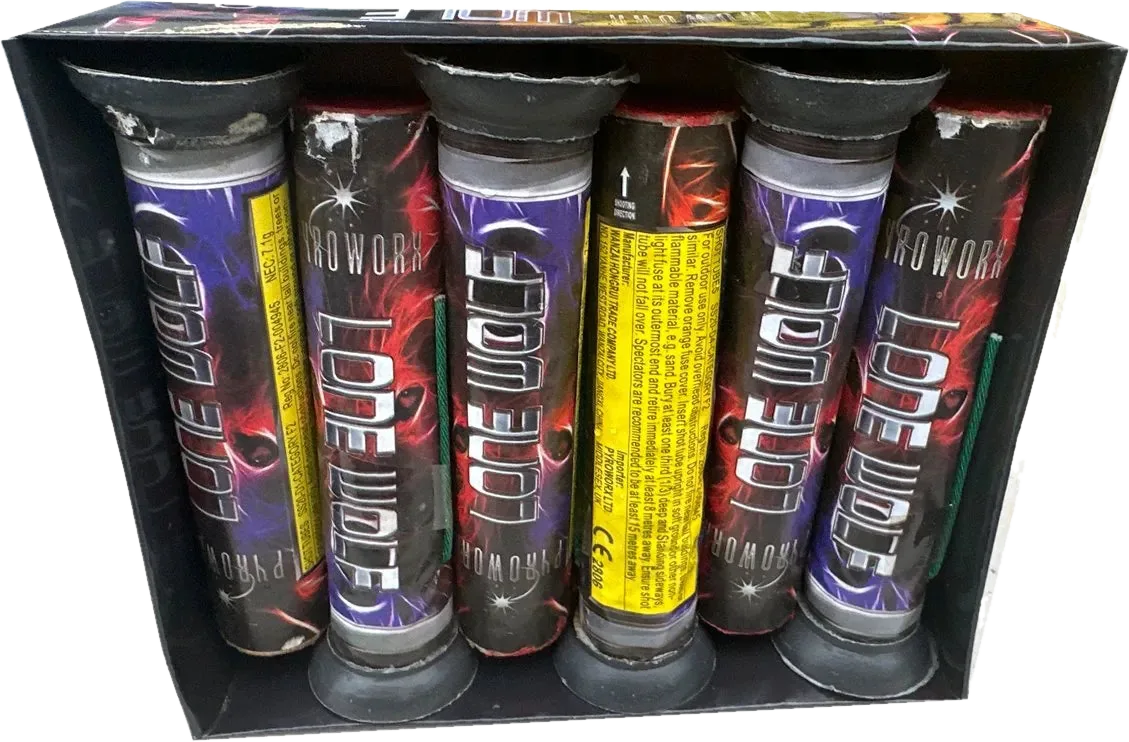 Pack of 6 Lone Wolf single shot roman candles.