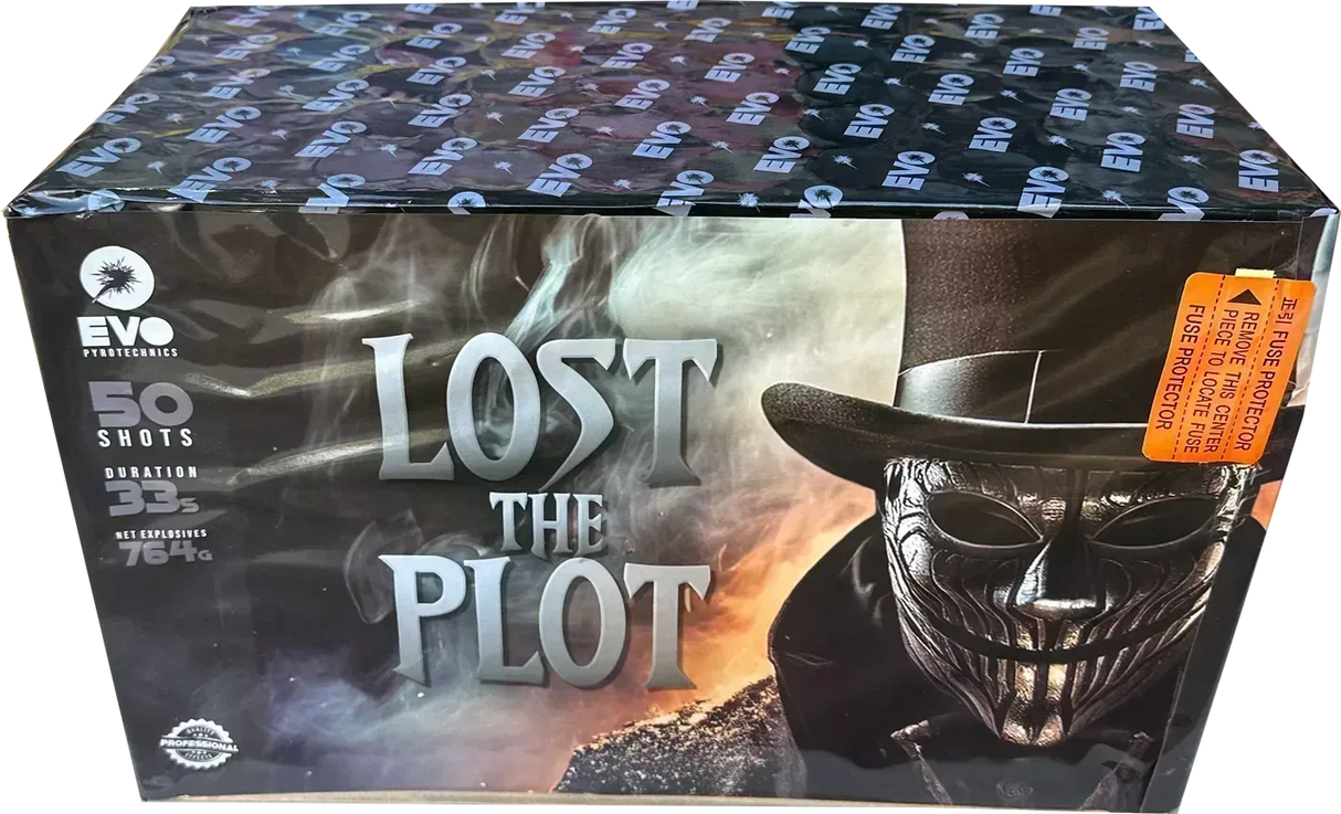 Lost The Plot 50 shot firework cake by Evo Fireworks.