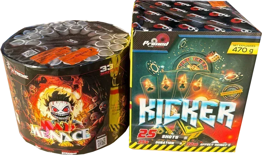 Mad Menace and Kicker firework cakes twin pack.