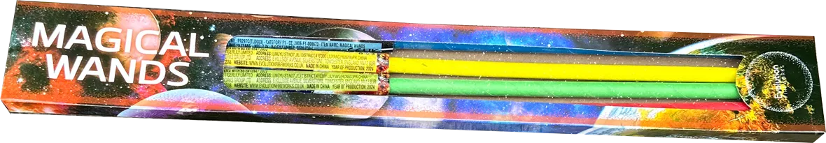 Pack of 4 Evolution Fireworks Magical Wands in assorted colours.