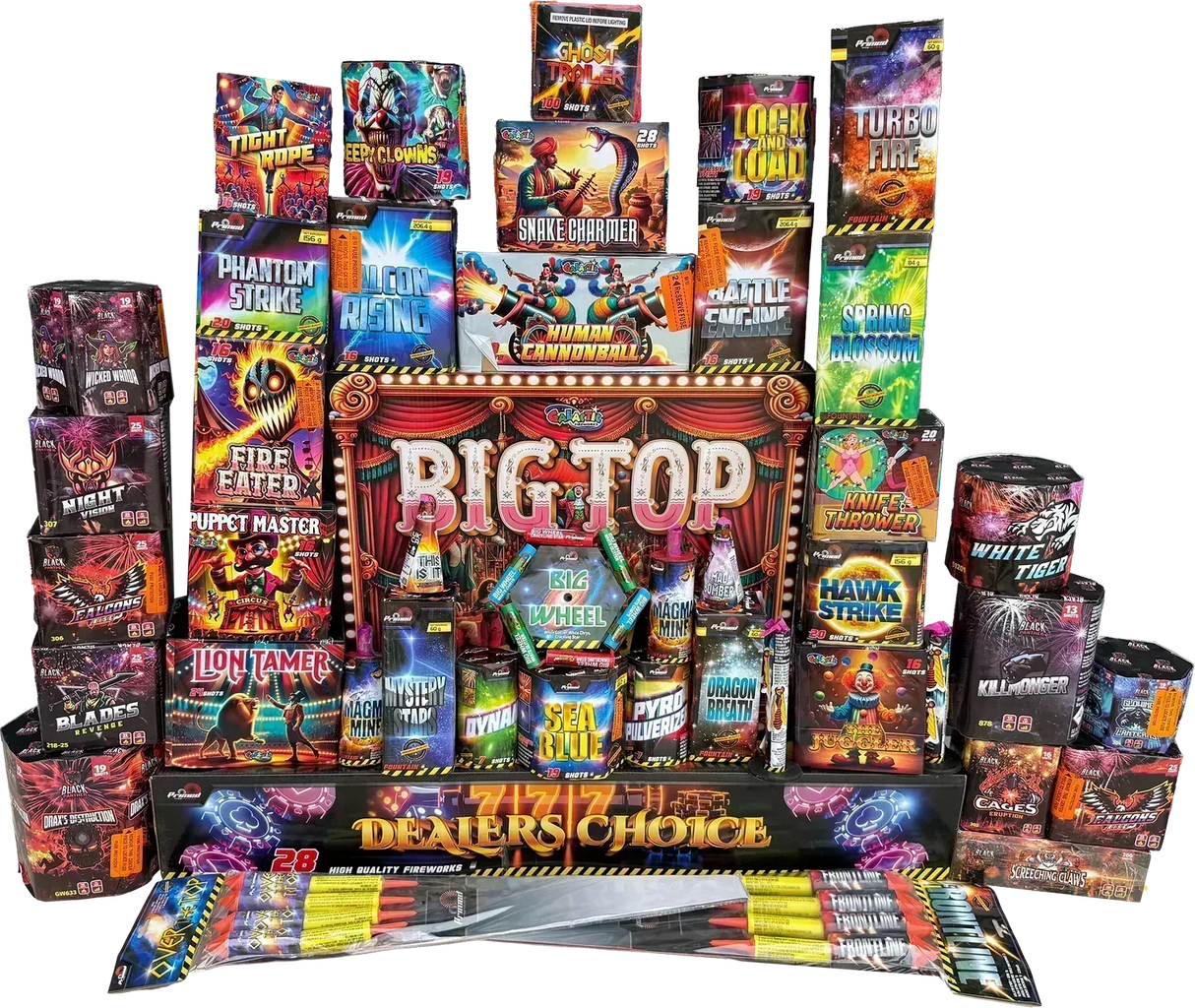 Galactic Fireworks Night Blade Pack containing 48 assorted fireworks.