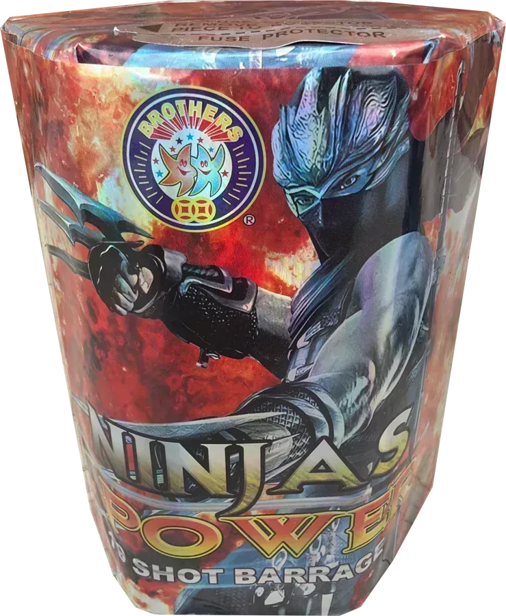Brothers Pyrotechnics Ninjas Power 19 shot cake.