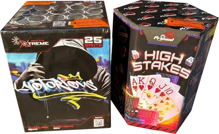 Notorious and High Stakes F3 firework cakes twin pack.