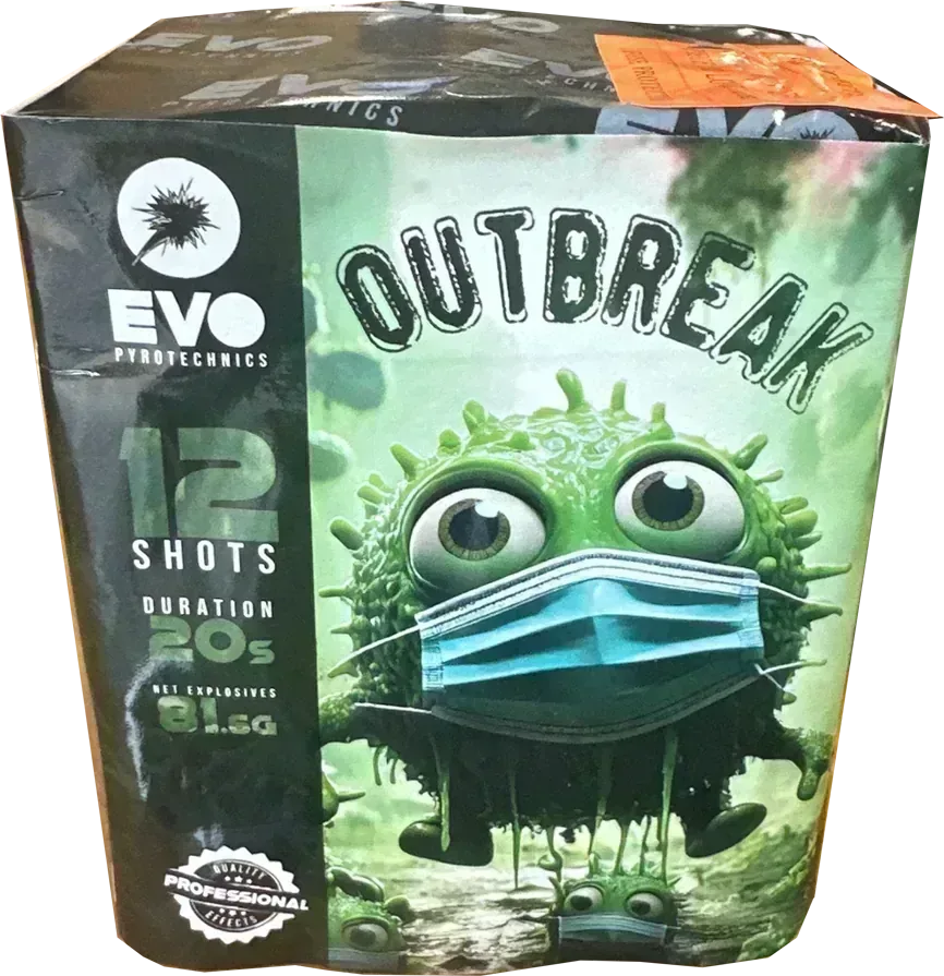 Evolution Fireworks Outbreak 12 shot cake.