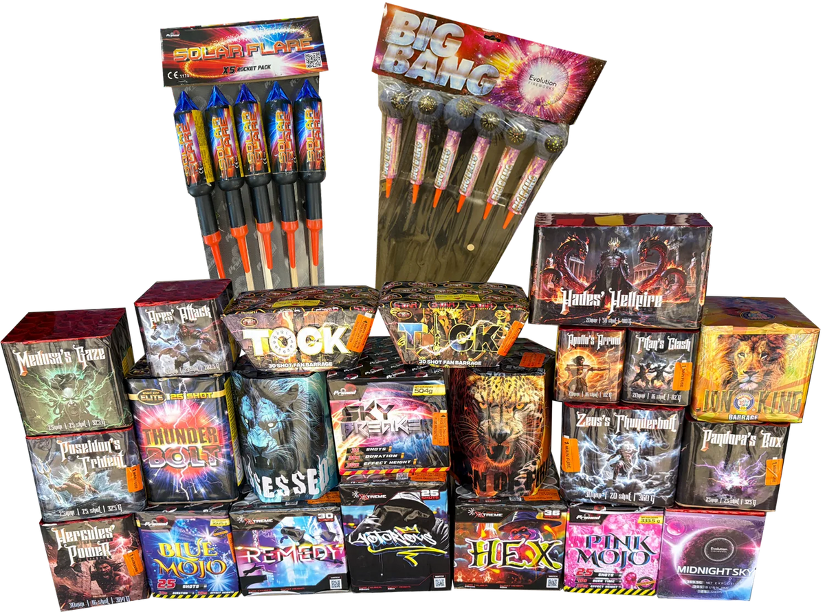 Overdrive Pack 33-piece complete display firework pack by Galactic Fireworks