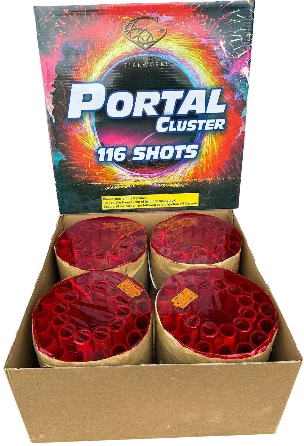 The Portal Cluster compound firework by Gemstone.