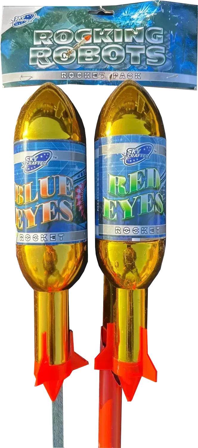 Rocking Robots 1.3G Rockets twin pack by Sky Crafter showing large burst effects.
