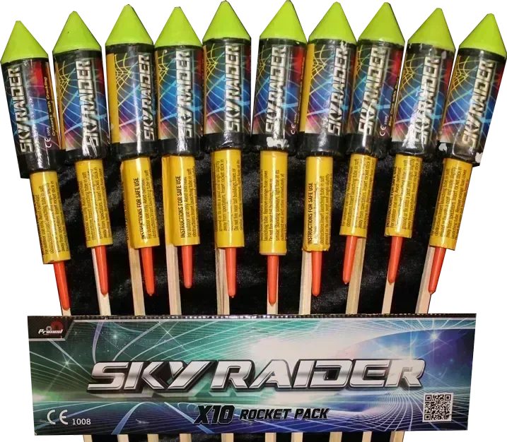 Sky Raider 10-pack F3 rockets by Primed Pyrotechnics