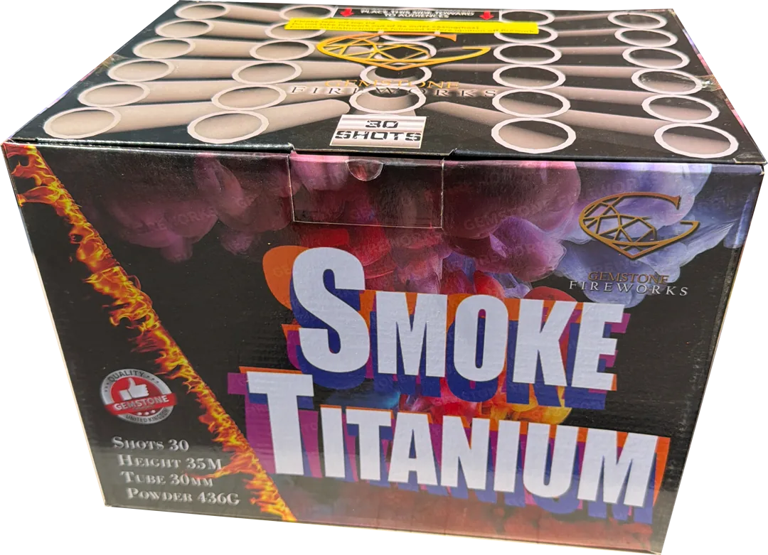 Smoke Titanium 30-shot daytime smoke firework by Gemstone