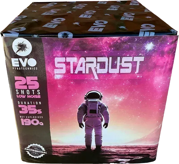 Stardust 25 shot low noise garden firework by Evo Pyrotechnics.