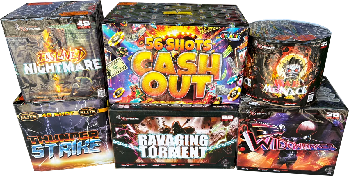 Super Six six-piece complete display firework pack by Galactic Fireworks