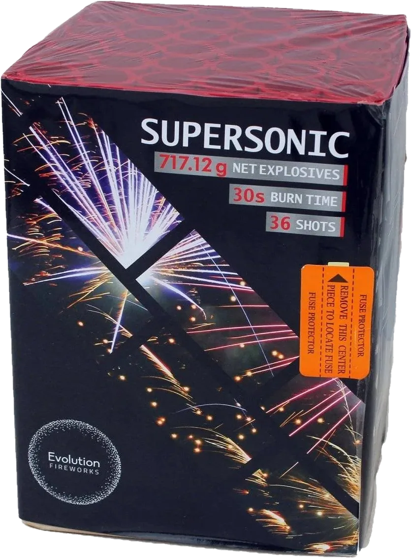 Supersonic 36-shot F3 cake firework by Evo Fireworks