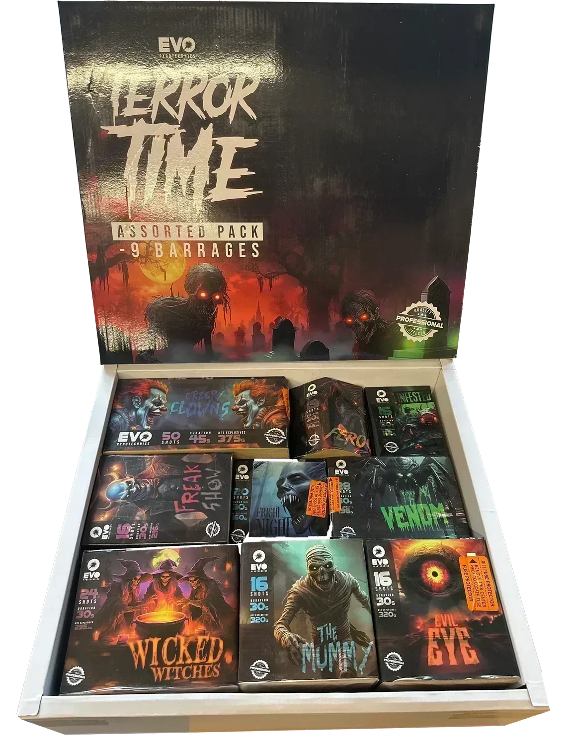 Terror Time 9-cake F3 pack firework by Evo Fireworks