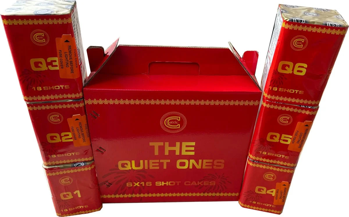 The Quiet Ones 6-cake low-noise F2 cake pack firework by Celtic
