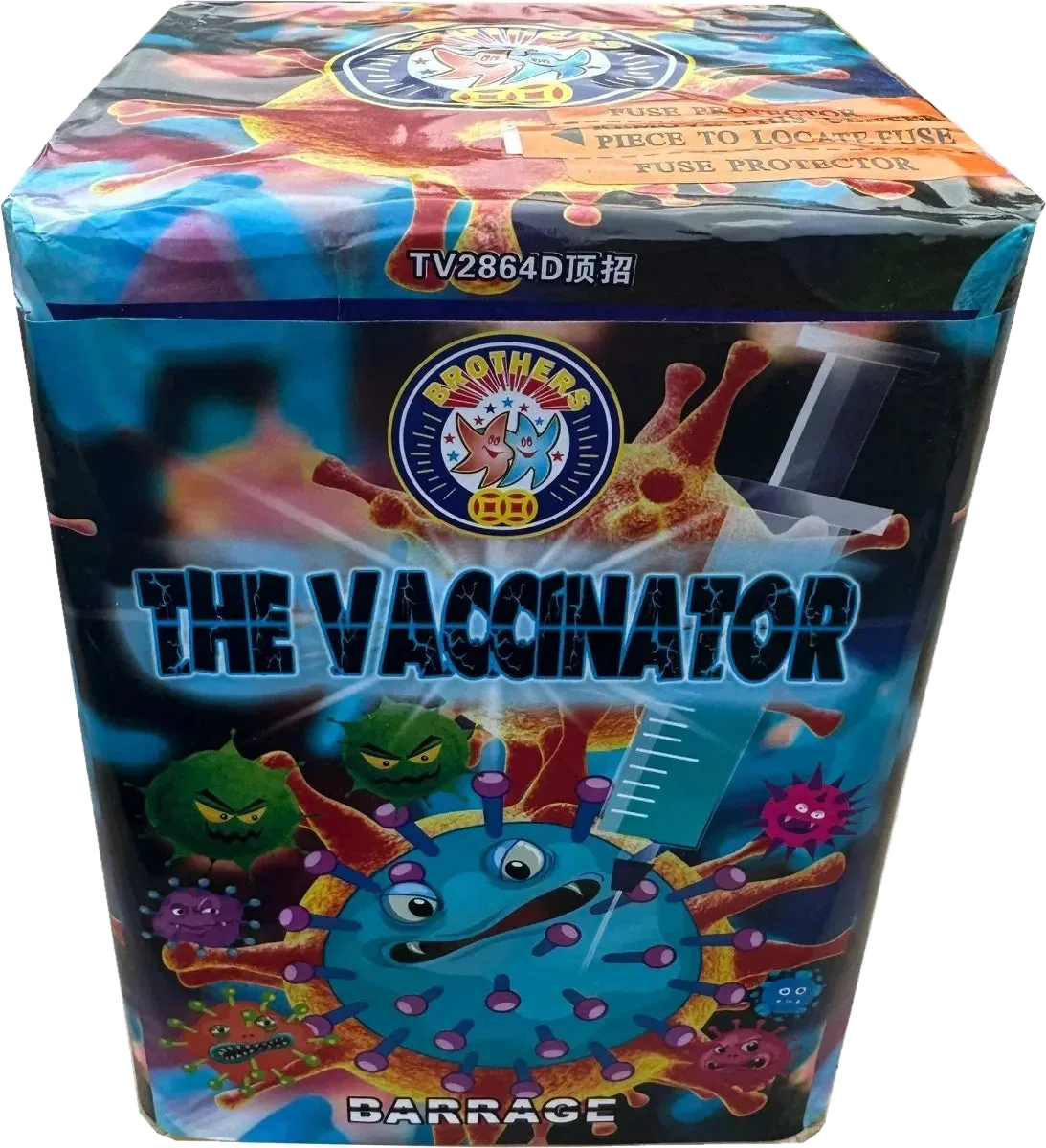 The Vaccinator 25-shot F2 cake firework by Brothers Pyrotechnics