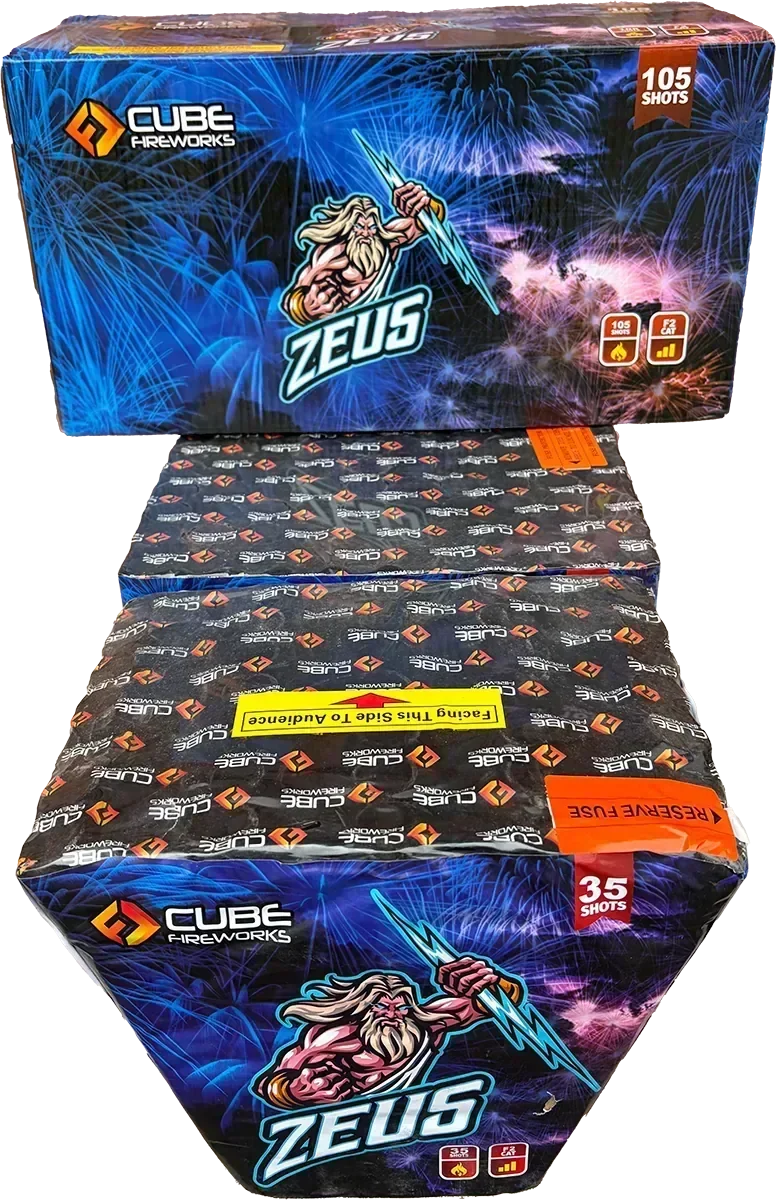 Zeus 105-shot F2 compound firework by Cube Fireworks