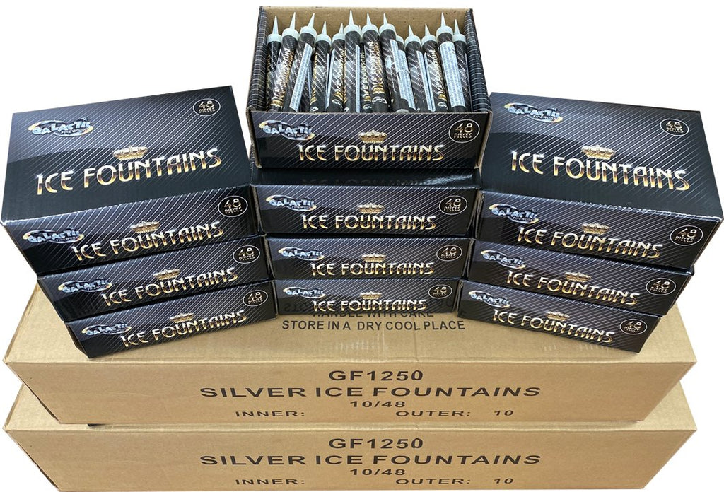 a box of silver ice fountains