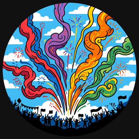 Daytime fireworks including smoke and noise effects