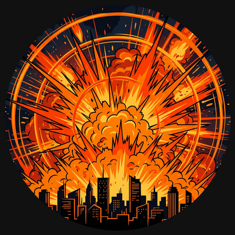 Loud fireworks including cakes, rockets and compounds