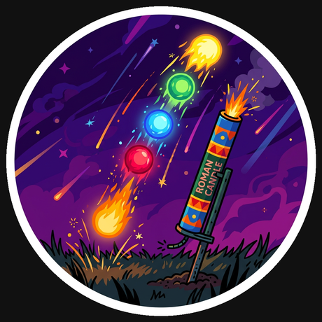 Roman candle fireworks for garden displays