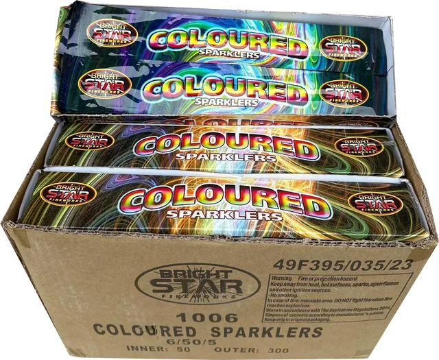 300x 10" Coloured Sparklers case deal by Bright Star