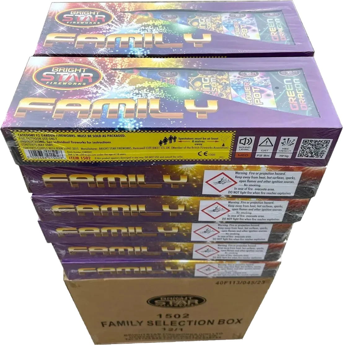 Family Box 12-case deal by Bright Star - selection boxes with 18 mixed fireworks
