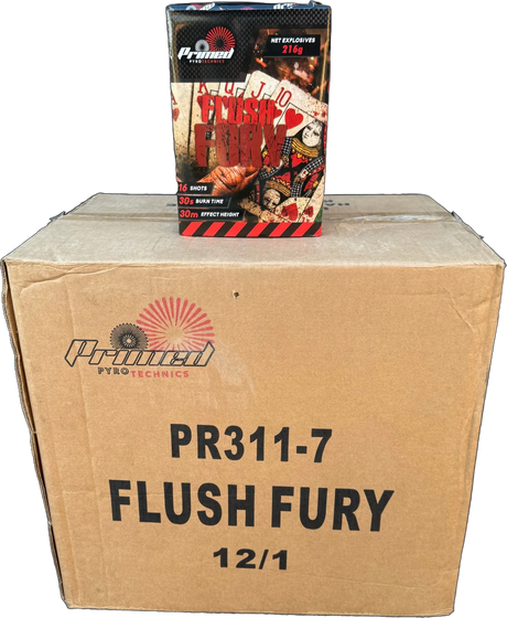 12x Flush Fury trade case of twelve F2 cakes by Primed Pyrotechnics