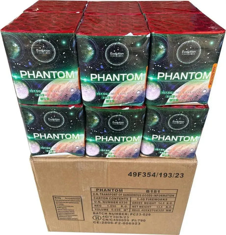 12x Phantom 25-shot cake case, Evolution Fireworks, 1.4G F2