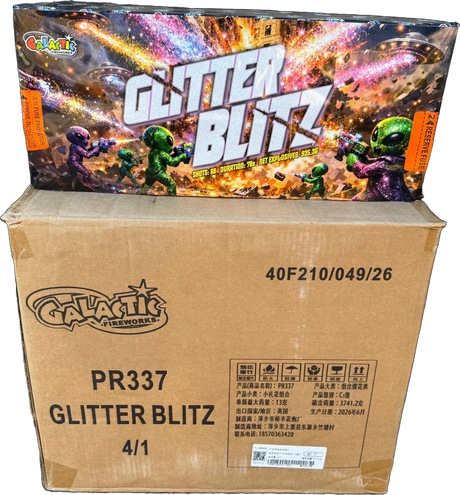 4x Glitter Blitz trade case of four F3 cakes by Galactic Fireworks