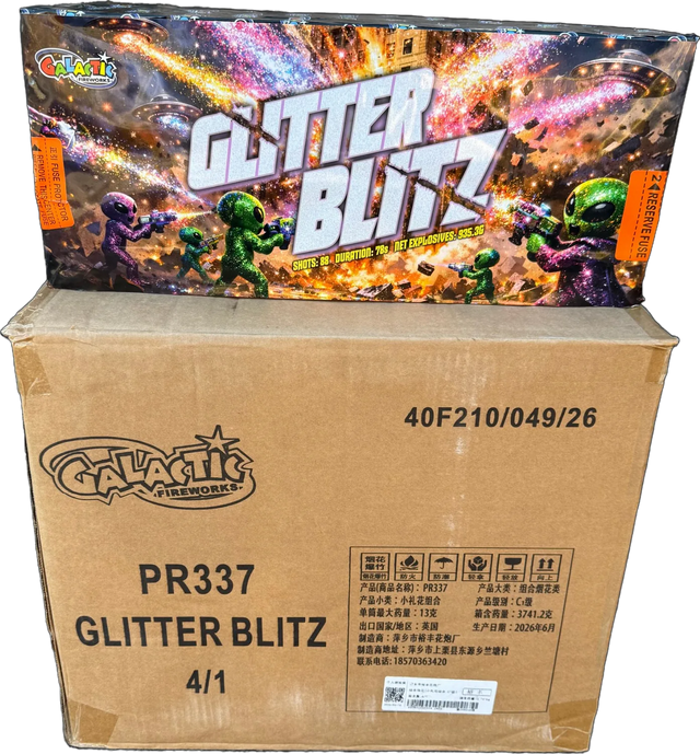 4x Glitter Blitz trade case of four F3 cakes by Galactic Fireworks
