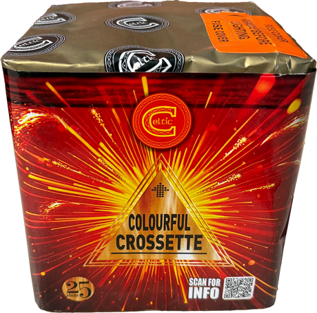Colourful Crossette firework by Celtic