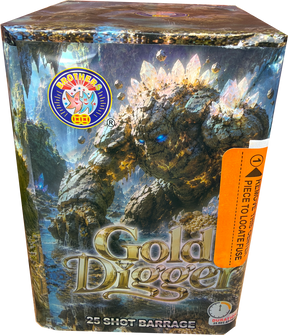 Gold Digger 25-shot cake firework by Brothers Pyrotechnics