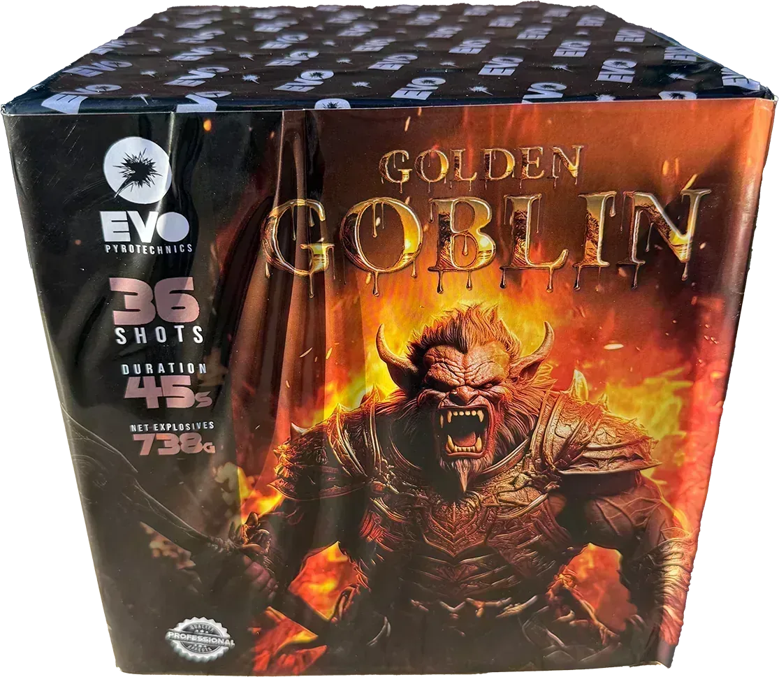 Golden Goblin firework cake by Galactic Fireworks