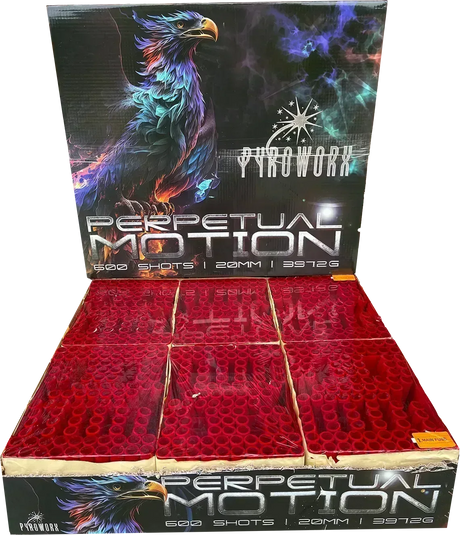 Perpetual Motion firework, product packaging