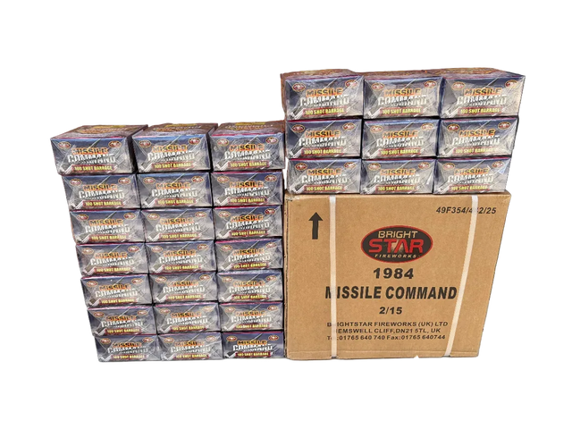 Bulk case of Bright Star Missile Command fireworks