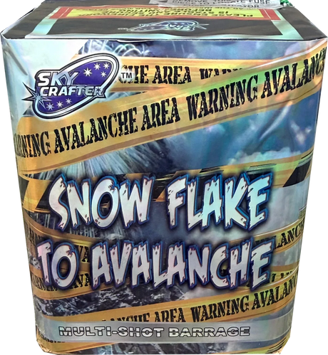 Snowflake To Avalanche firework cake by Galactic Fireworks
