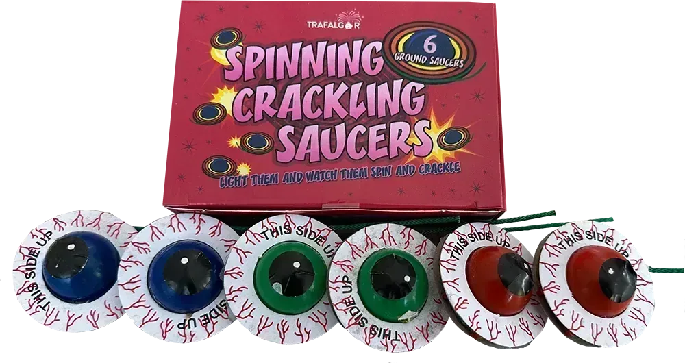 Spinning Crackling Saucers novelty firework by Galactic Fireworks