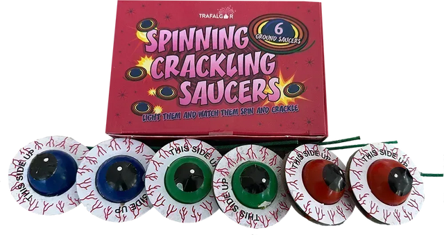 Spinning Crackling Saucers novelty firework by Galactic Fireworks