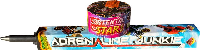 Adrenaline Junkie and Oriental Stars double deal firework combo