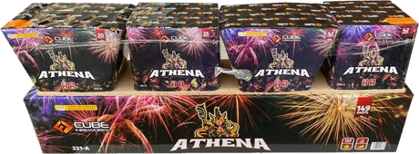 Athena 149-shot fanned compound firework by Cube Fireworks