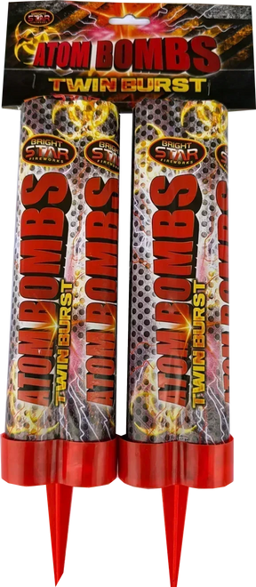 Atom Bombs Roman candles by Bright Star, F2 firework with double-burst shots