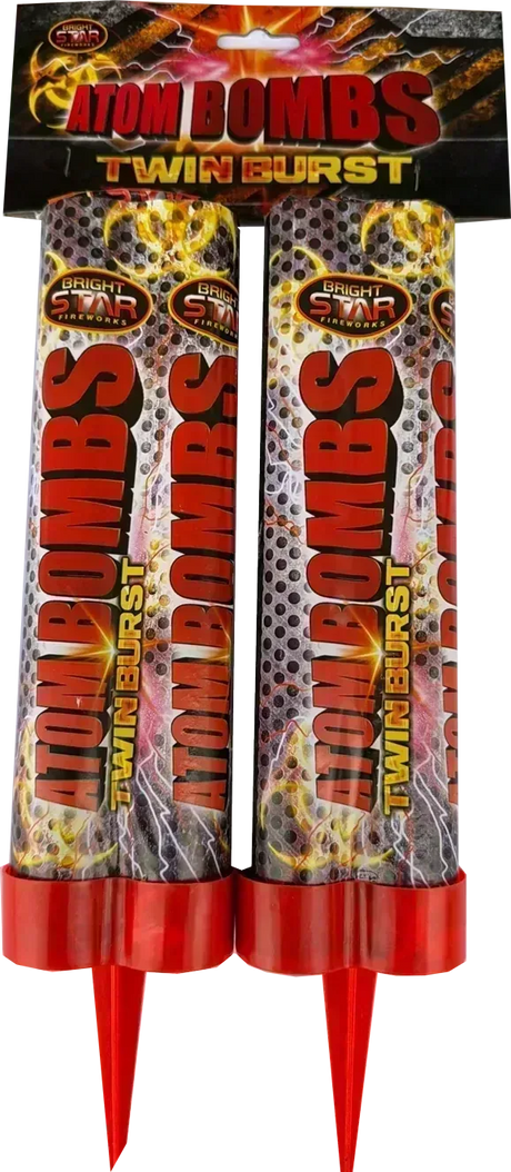 Atom Bombs Roman candles by Bright Star, F2 firework with double-burst shots
